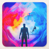 Stehend in Farben Rechteckiger Pappuntersetzer (Vorderseite)