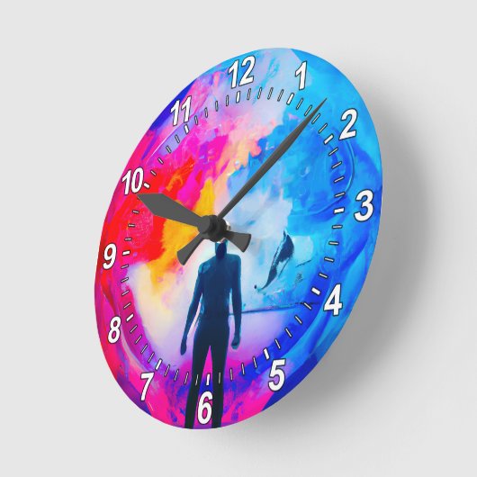 Stehend in Farben Runde Wanduhr (Winkel)