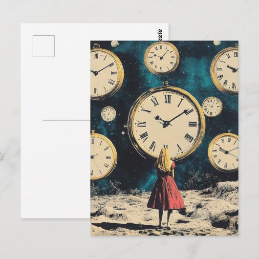 Stehend in Time Surreal Postkarte (Vorne/Hinten)
