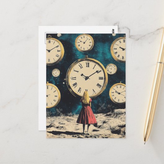 Stehend in Time Surreal Postkarte (Vorderseite/Rückseite Beispiel)