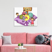 Stehend mit Armen aufgewachsene Mädchen und Jungen Leinwanddruck (Insitu (Wohnzimmer))