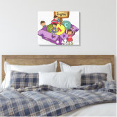 Stehend mit Armen aufgewachsene Mädchen und Jungen Leinwanddruck (Insitu (Schlafzimmer))