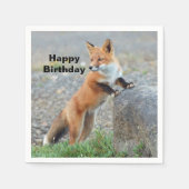 Stehend Red Fox Geburtstag Serviette (Vorderseite)