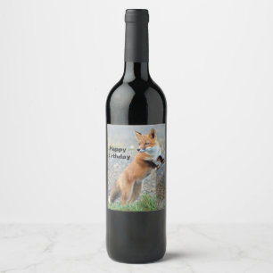 Stehend Red Fox Geburtstag Weinetikett