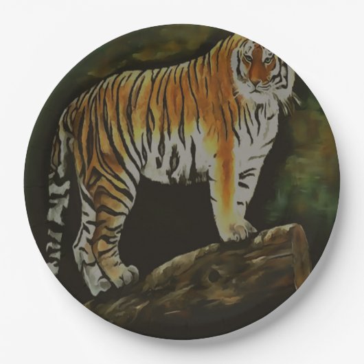 Stehend Tiger Safari Pappteller (Vorderseite)