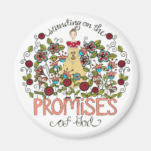 Stehend über das Versprechen Gottes Runde Magnet