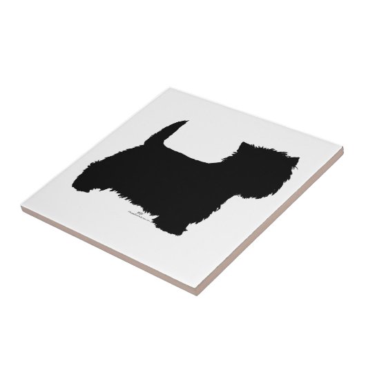 Stehend Westie Silhouette Fliese (Seite)