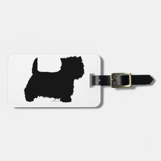 Stehend Westie Silhouette Gepäckanhänger (Vorderseite horizontal)
