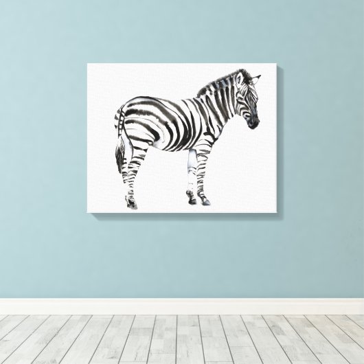 Stehend Zebra Leinwanddruck (Insitu (Holzboden))