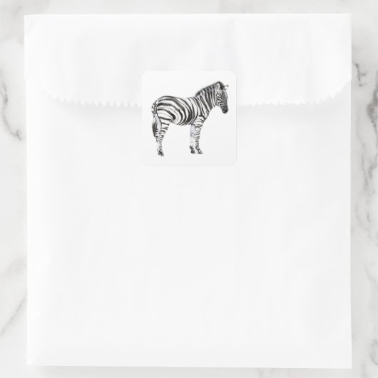Stehend Zebra Quadratischer Aufkleber (Tasche)