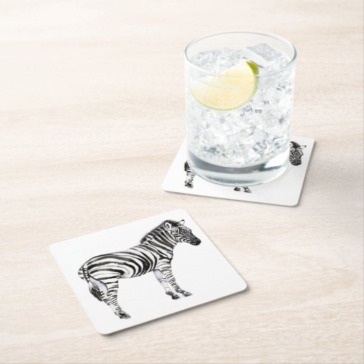 Stehend Zebra Rechteckiger Pappuntersetzer (Vor Ort)