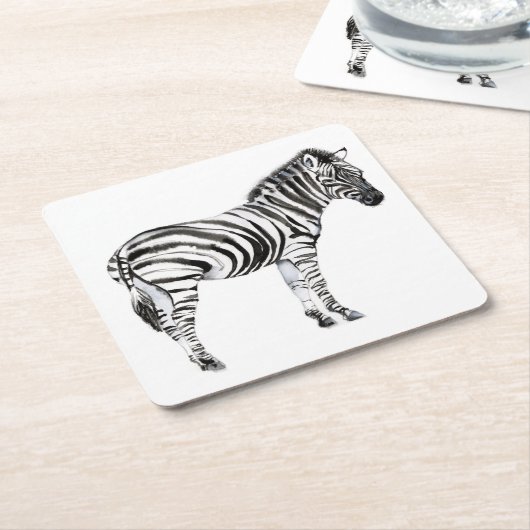 Stehend Zebra Rechteckiger Pappuntersetzer (angewinkelt)