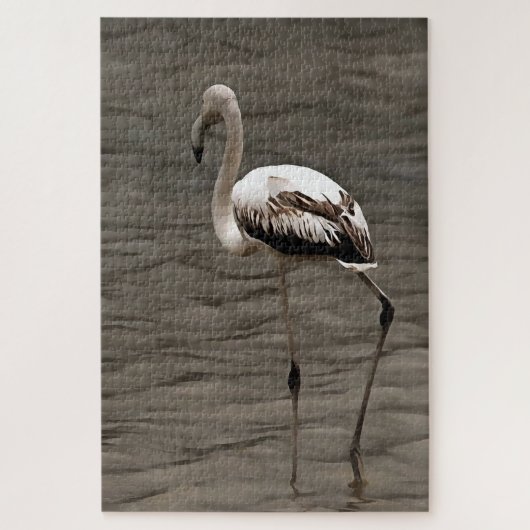 Stehende Alone Juvenile Flamingo Kunst Puzzle (Vertikal)