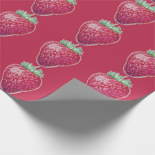 Stehende Erdbeere Geschenkpapier (Ecke)