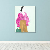 Stehende Fashion-Abbildung: Polka-Dot-Oberseite Leinwanddruck (Insitu (Holzboden))