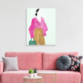Stehende Fashion-Abbildung: Polka-Dot-Oberseite Leinwanddruck (Insitu (Wohnzimmer))