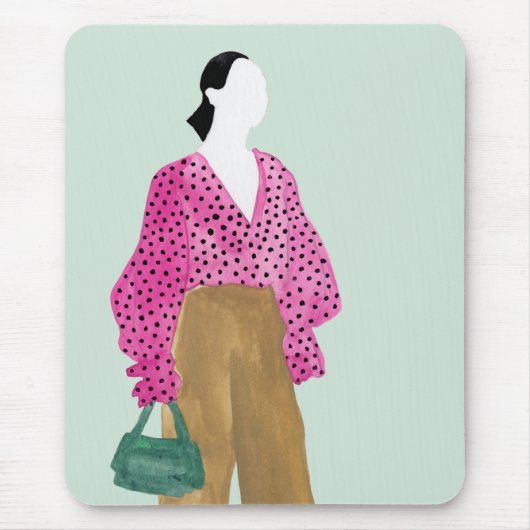 Stehende Fashion-Abbildung: Polka-Dot-Oberseite Mousepad (Vorne)