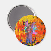 Stehende Flamme mit Blume Magnet (Vorderseite/Rückseite)