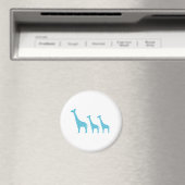 Stehende Giraffen (Blau) Magnet (In Situ (Geschirrspüler))