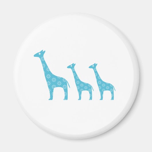 Stehende Giraffen (Blau) Magnet (Vorne)