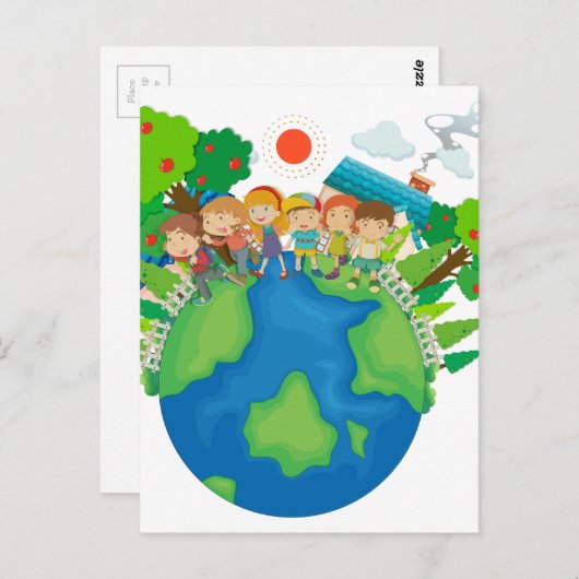 Stehende Kinder auf der ganzen Welt Postkarte (Vorne/Hinten)