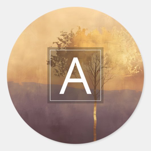 Stehende Leuchte | Minimalistischer Baum-Design Runder Aufkleber (Vorderseite)