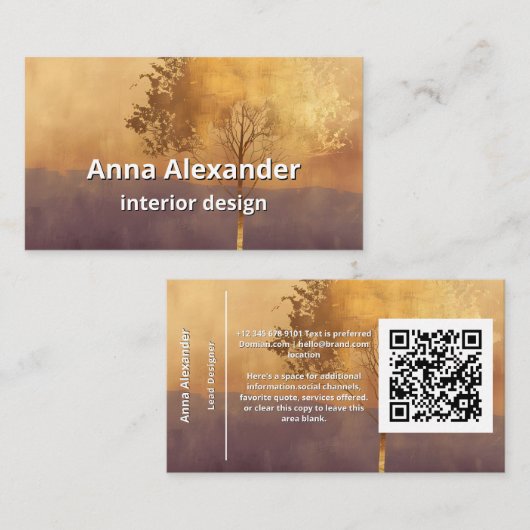 Stehende Leuchte | Minimalistischer Baum-Design Visitenkarte (Vorne/Hinten)