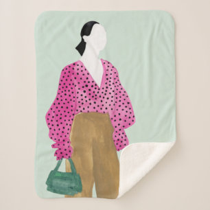 Stehende Mode-Zahl - Polka-Punkt-Spitze Sherpadecke