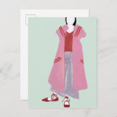 Stehende Modefigur: Oversiegelte Jacke Postkarte (Vorne/Hinten)