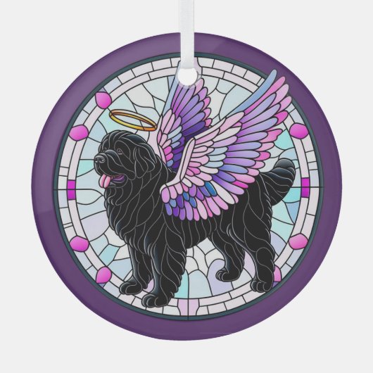 Stehende Neufundland Angel Dog Ornament Aus Glas (Vorderseite)