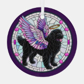 Stehende Neufundland Angel Dog Ornament Aus Glas (Rückseite)