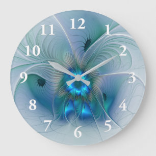 Stehende Ovationen, abstrakte blaue Turquoise-Frak Große Wanduhr