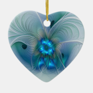 Stehende Ovationen, abstrakte blaue Turquoise-Frak Keramik Ornament