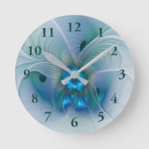 Stehende Ovationen, abstrakte blaue Turquoise-Frak Runde Wanduhr