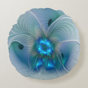 Stehende Ovationen, abstrakte blaue Turquoise-Frak Rundes Kissen