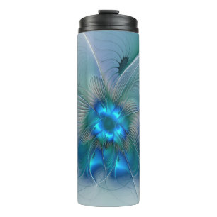 Stehende Ovationen, abstrakte blaue Turquoise-Frak Thermosbecher