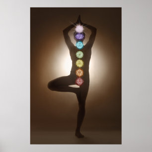 Stehende Pose, Yoga, Yogi, Chakren, Chakra, Aura Poster