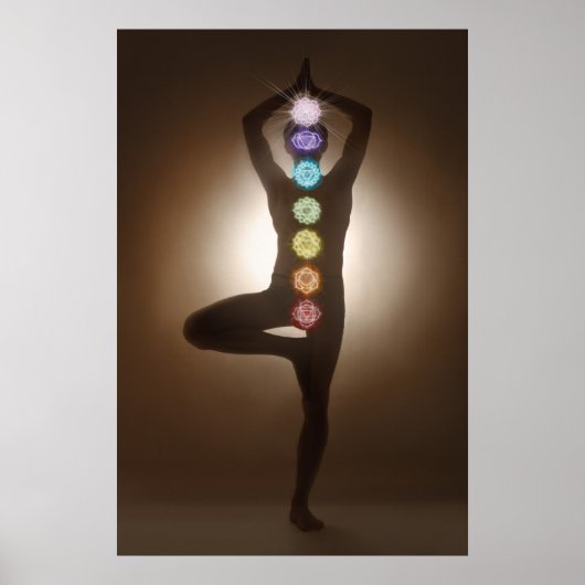 Stehende Pose, Yoga, Yogi, Chakren, Chakra, Aura Poster (Vorne)