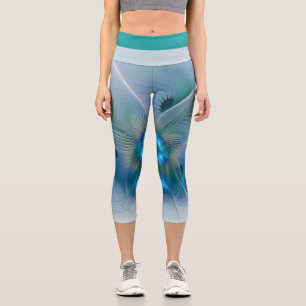 Stehende Räumlichkeiten, Abstraktes türkisfarbenes Capri Leggings