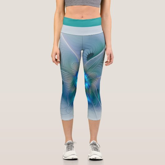 Stehende Räumlichkeiten, Abstraktes türkisfarbenes Capri Leggings (Vorderseite)