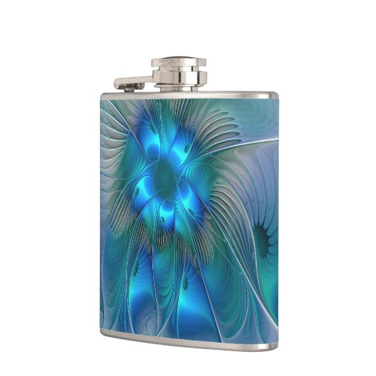 Stehende Räumlichkeiten, Abstraktes türkisfarbenes Flachmann (Links)