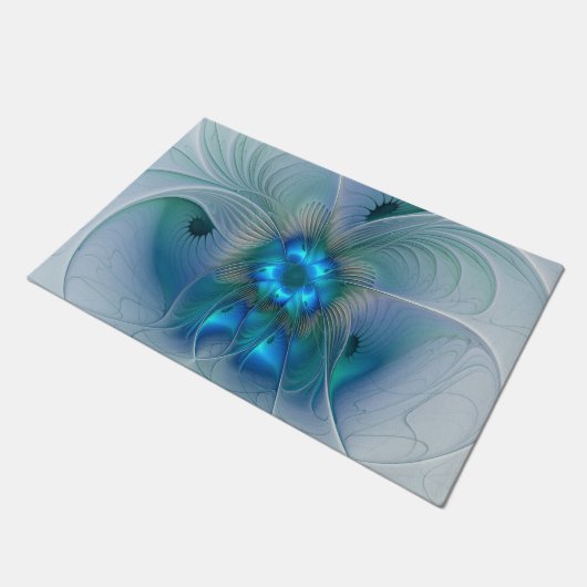 Stehende Räumlichkeiten, Abstraktes türkisfarbenes Fußmatte (Schrägansicht)