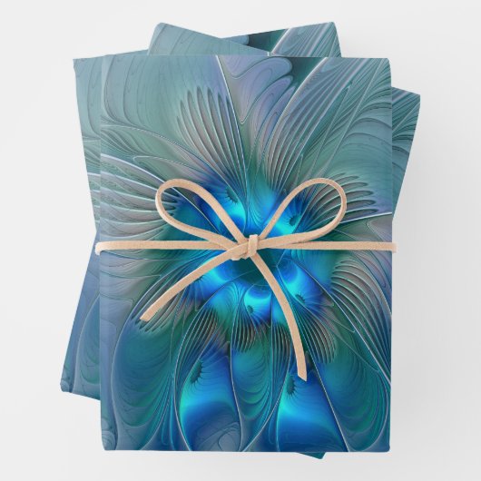 Stehende Räumlichkeiten, Abstraktes türkisfarbenes Geschenkpapier Set (Beispiel)