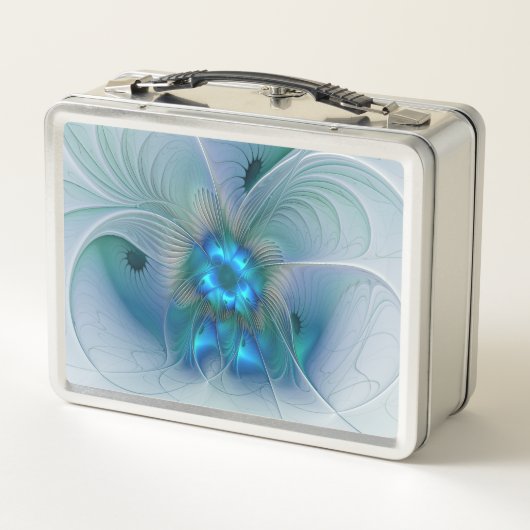 Stehende Räumlichkeiten, Abstraktes türkisfarbenes Metall Lunch Box (Rückseite)