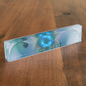 Stehende Räumlichkeiten, Abstraktes türkisfarbenes Namensplakette (Seite)