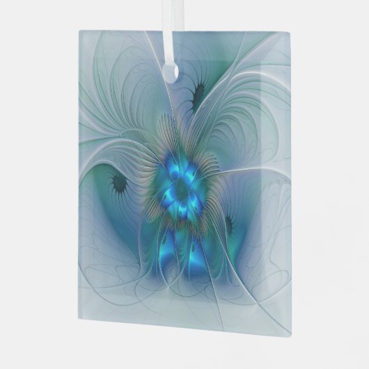 Stehende Räumlichkeiten, Abstraktes türkisfarbenes Ornament Aus Glas (Vorderseite links)