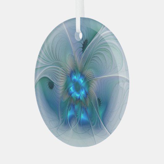 Stehende Räumlichkeiten, Abstraktes türkisfarbenes Ornament Aus Glas (Vorderseite links)