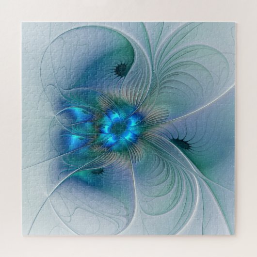 Stehende Räumlichkeiten, Abstraktes türkisfarbenes Puzzle (Horizontal)