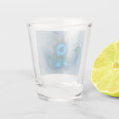 Stehende Räumlichkeiten, Abstraktes türkisfarbenes Schnapsglas (Rückseite)