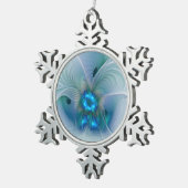 Stehende Räumlichkeiten, Abstraktes türkisfarbenes Schneeflocken Zinn-Ornament (Rechts)